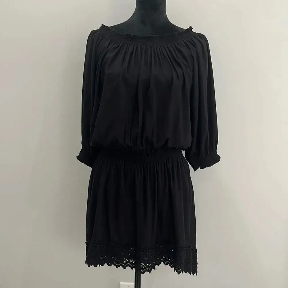 Melissa Odabash Mini Dress Size M Ivy Bandeau Strapless Crochet Sexy - Black - Picture 6 of 12